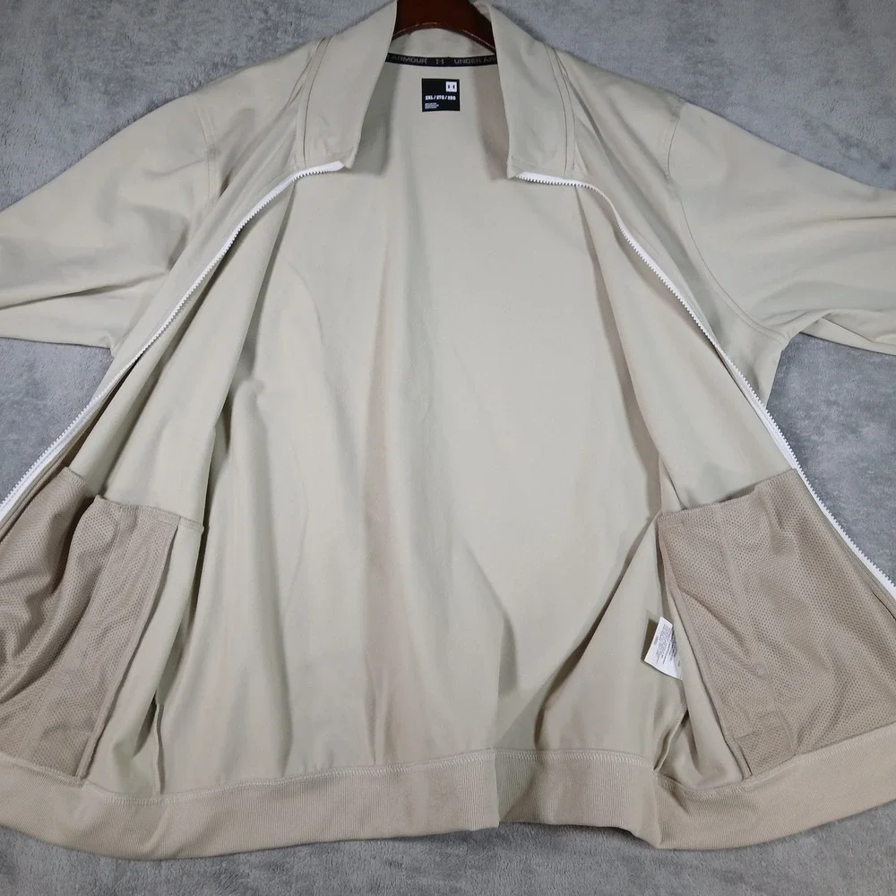 Under Armour Track Jacket Mens 2XL Tan Beige Athletic